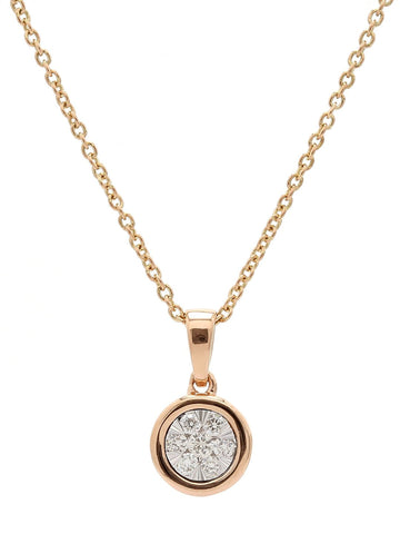 Real Diamond Illusion Cluster Solitaire Look Pendant With Chain - STOMBIL TRADE 