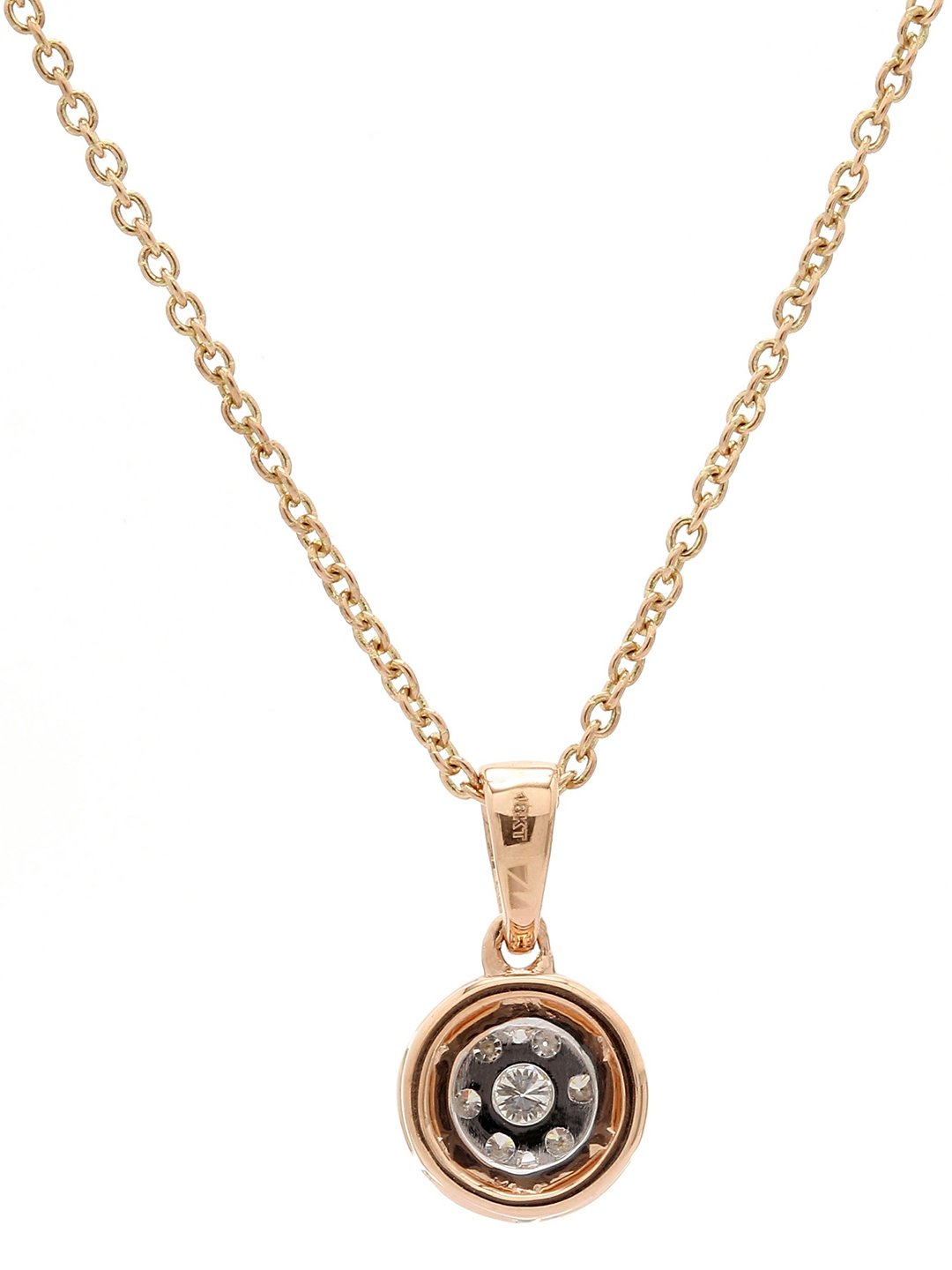 Real Diamond Illusion Cluster Solitaire Look Pendant With Chain - STOMBIL TRADE 