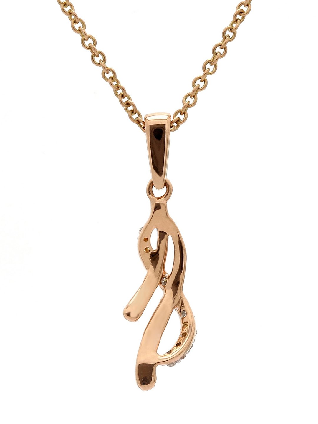 Real Diamond Curve Pendant With Chain - STOMBIL TRADE 