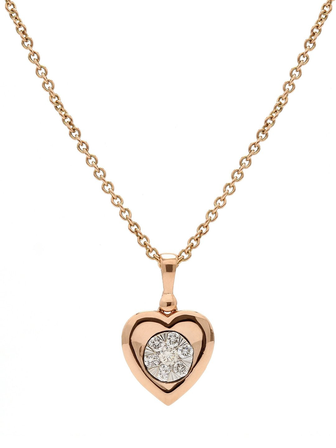 Real Diamond Illussion Cluster Heart Shape Pendant With Chain - STOMBIL TRADE 