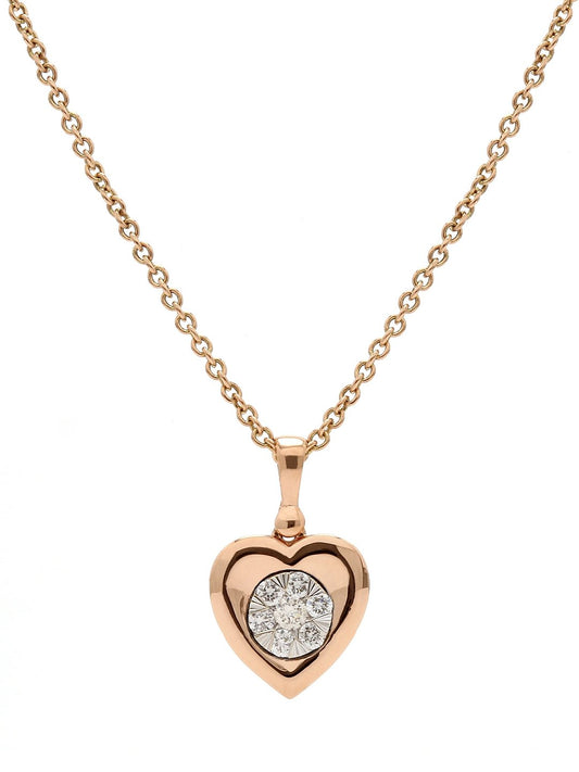 Real Diamond Illussion Cluster Heart Shape Pendant With Chain - STOMBIL TRADE 