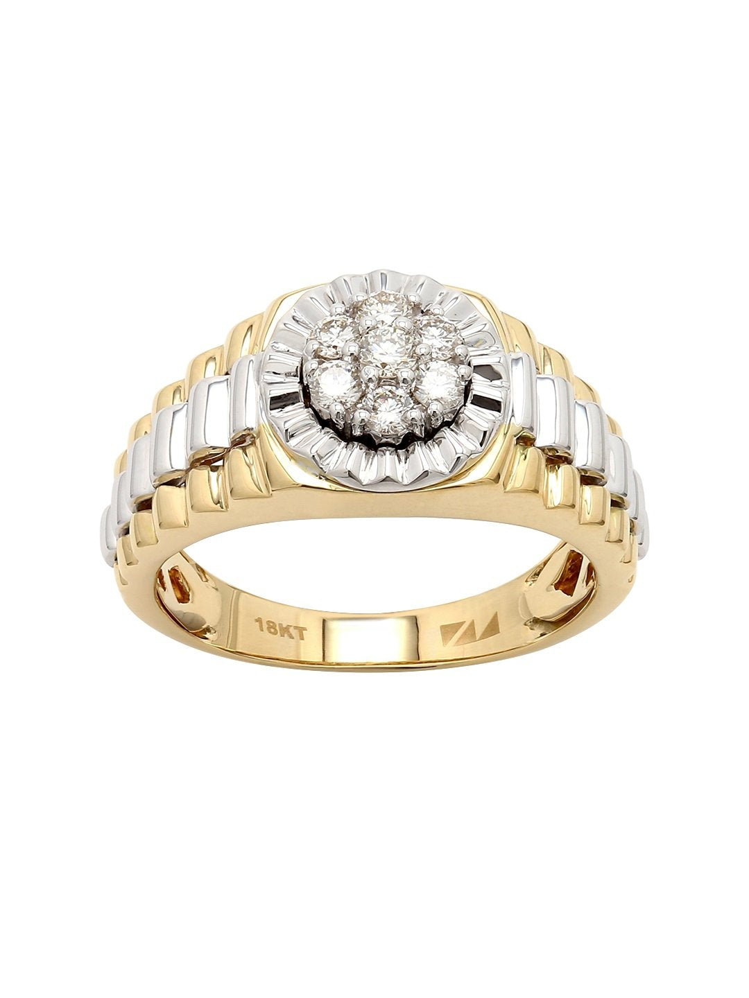 Real Diamond Mens Two Tone Cluster Ring - STOMBIL TRADE 