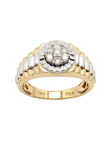 Real Diamond Mens Two Tone Cluster Ring - STOMBIL TRADE 