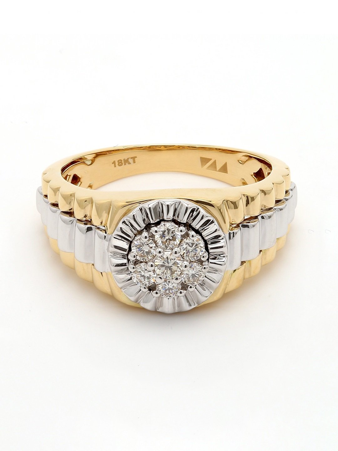 Real Diamond Mens Two Tone Cluster Ring - STOMBIL TRADE 