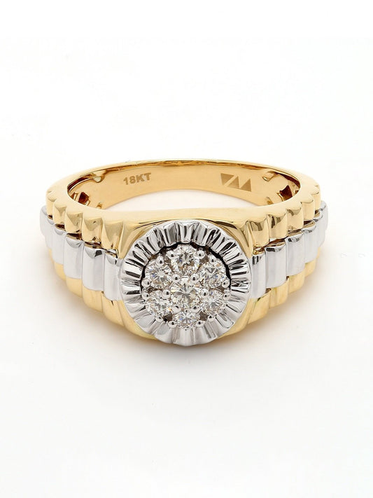 Real Diamond Mens Two Tone Cluster Ring - STOMBIL TRADE INDIA PRIVATE LIMITED 