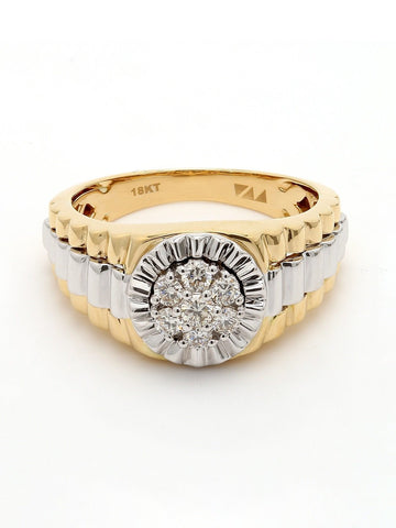 Real Diamond Mens Two Tone Cluster Ring - STOMBIL TRADE 