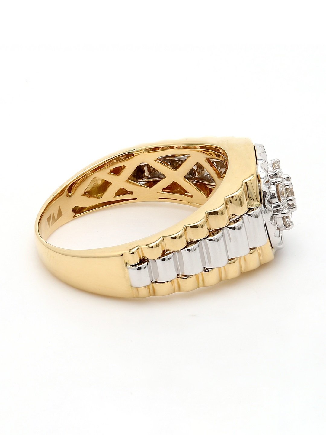 Real Diamond Mens Two Tone Cluster Ring - STOMBIL TRADE 