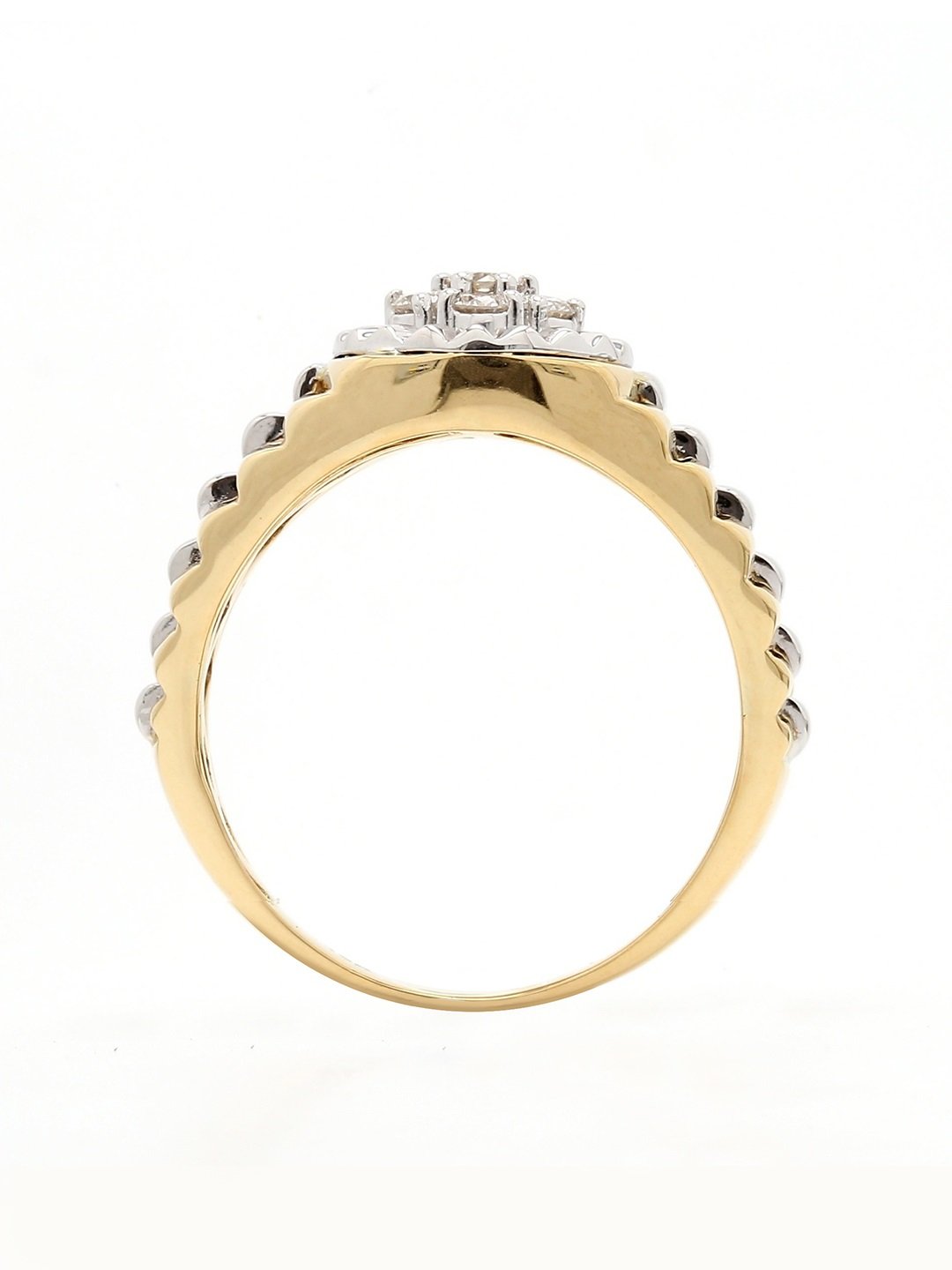 Real Diamond Mens Two Tone Cluster Ring - STOMBIL TRADE 