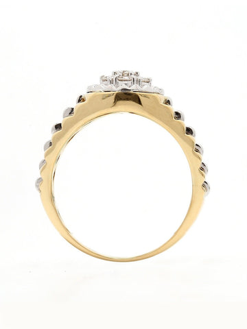 Real Diamond Mens Two Tone Cluster Ring - STOMBIL TRADE 