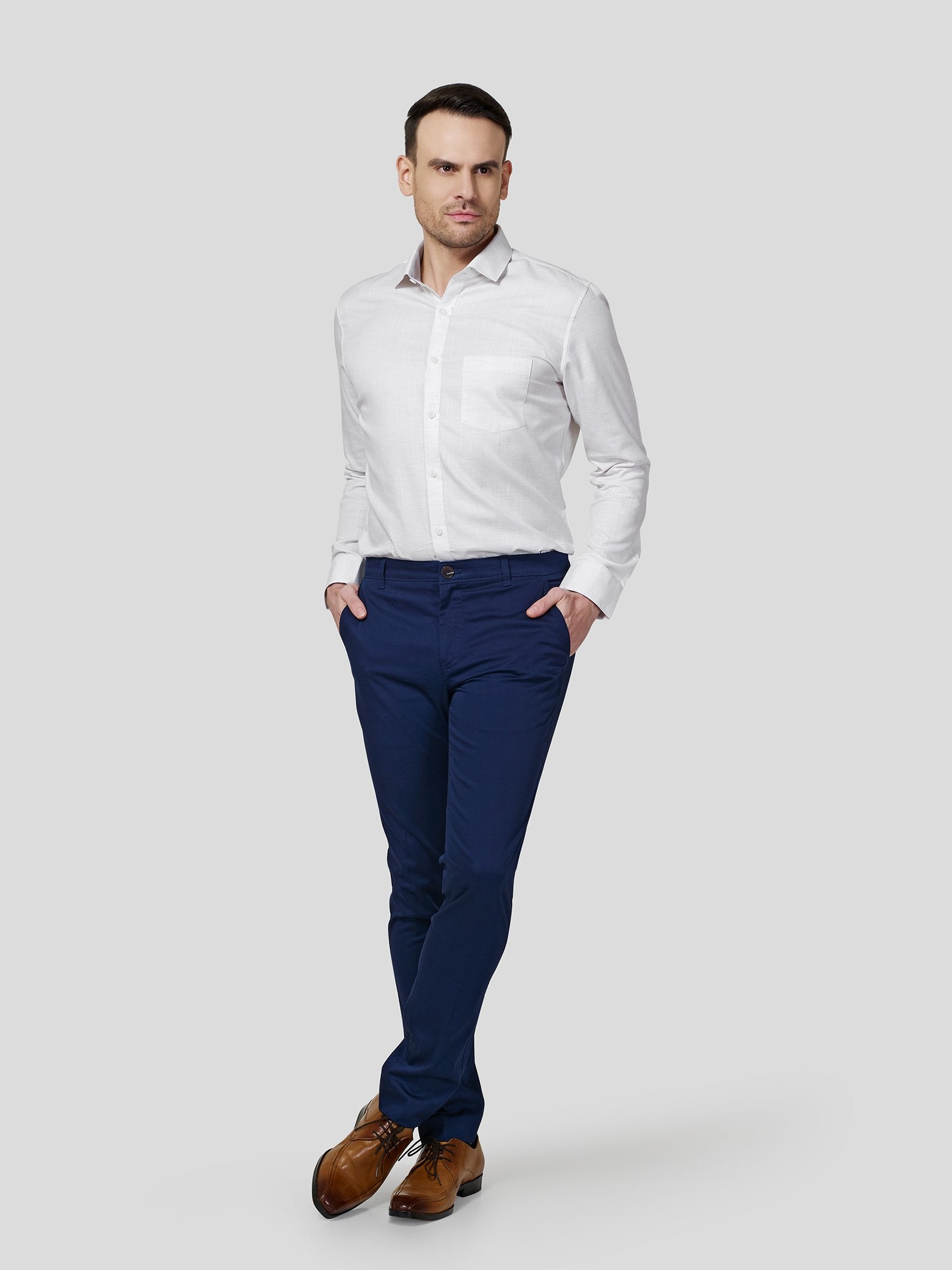 Classic Shirt with Spread Collar - Zest Mélange