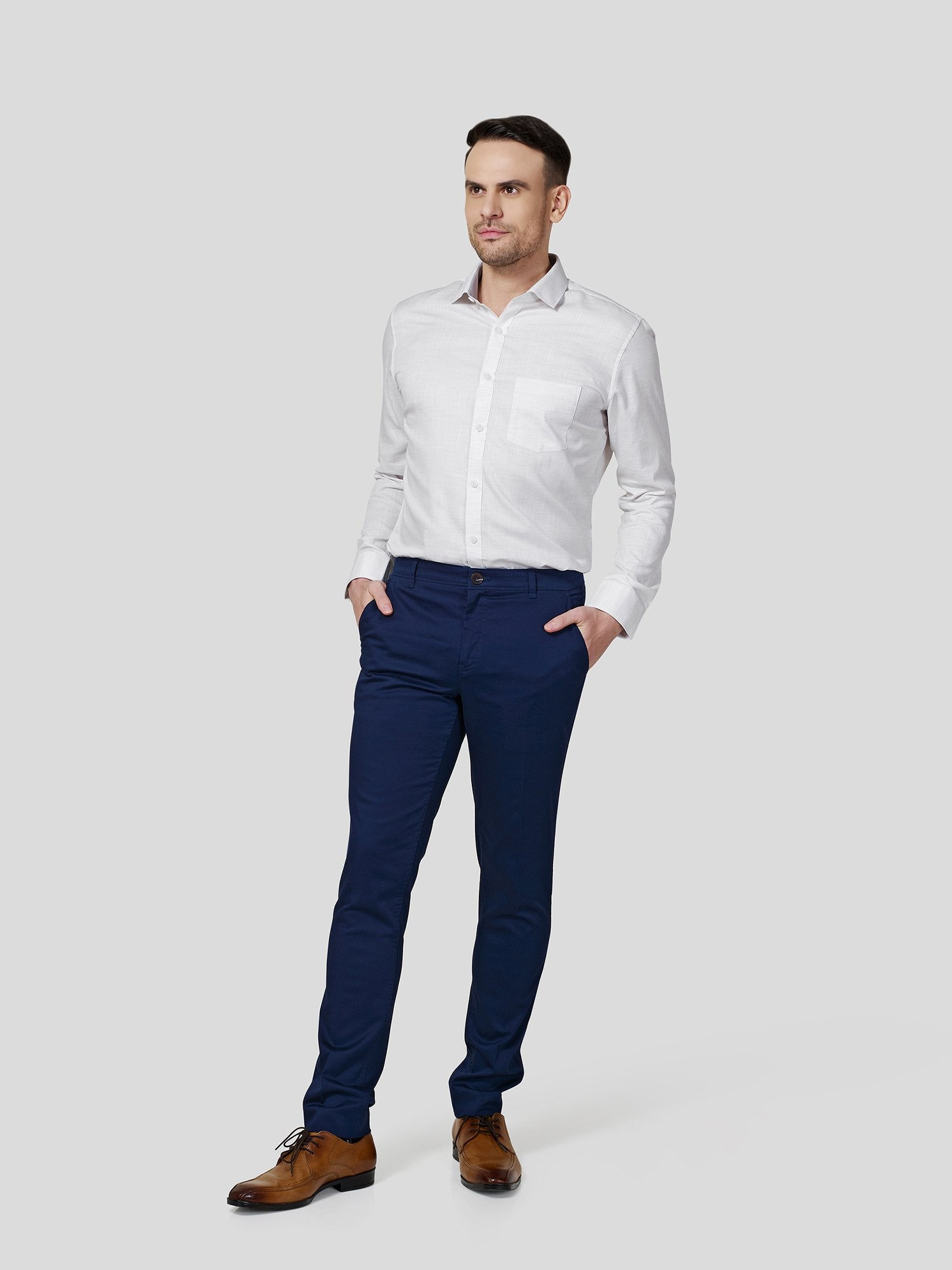 Classic Shirt with Spread Collar - Zest Mélange