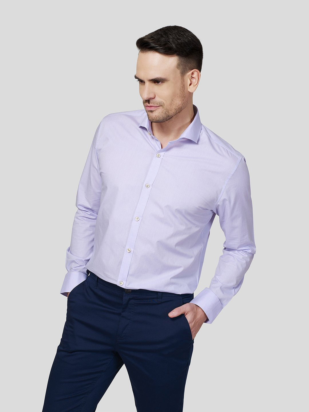 Cut Way Collar Shirt With Contrast Piping Detail - Zest Mélange
