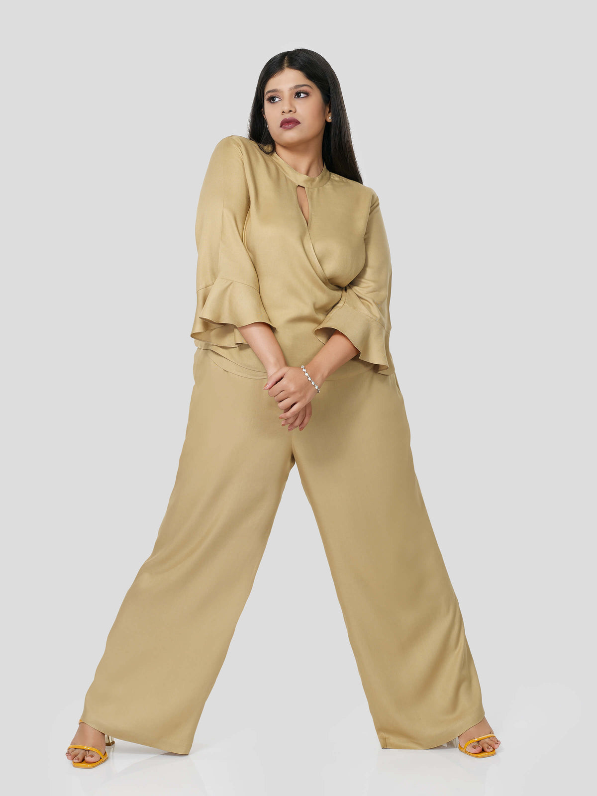 Ravishing Wrap Around Top with Flared Pants - STOMBIL TRADE 