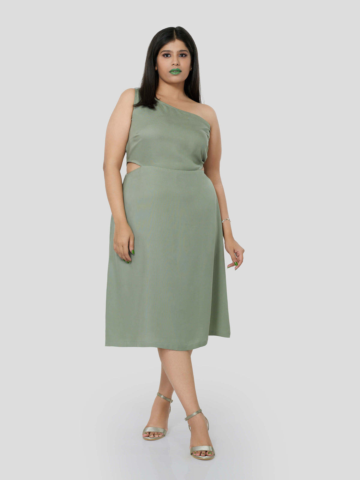 Hip Viridis One Shoulder Cavity Dress - STOMBIL TRADE 