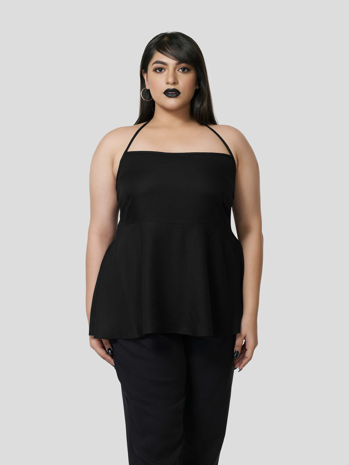 Black Halter Neck Top with Narrow Pants - STOMBIL TRADE 