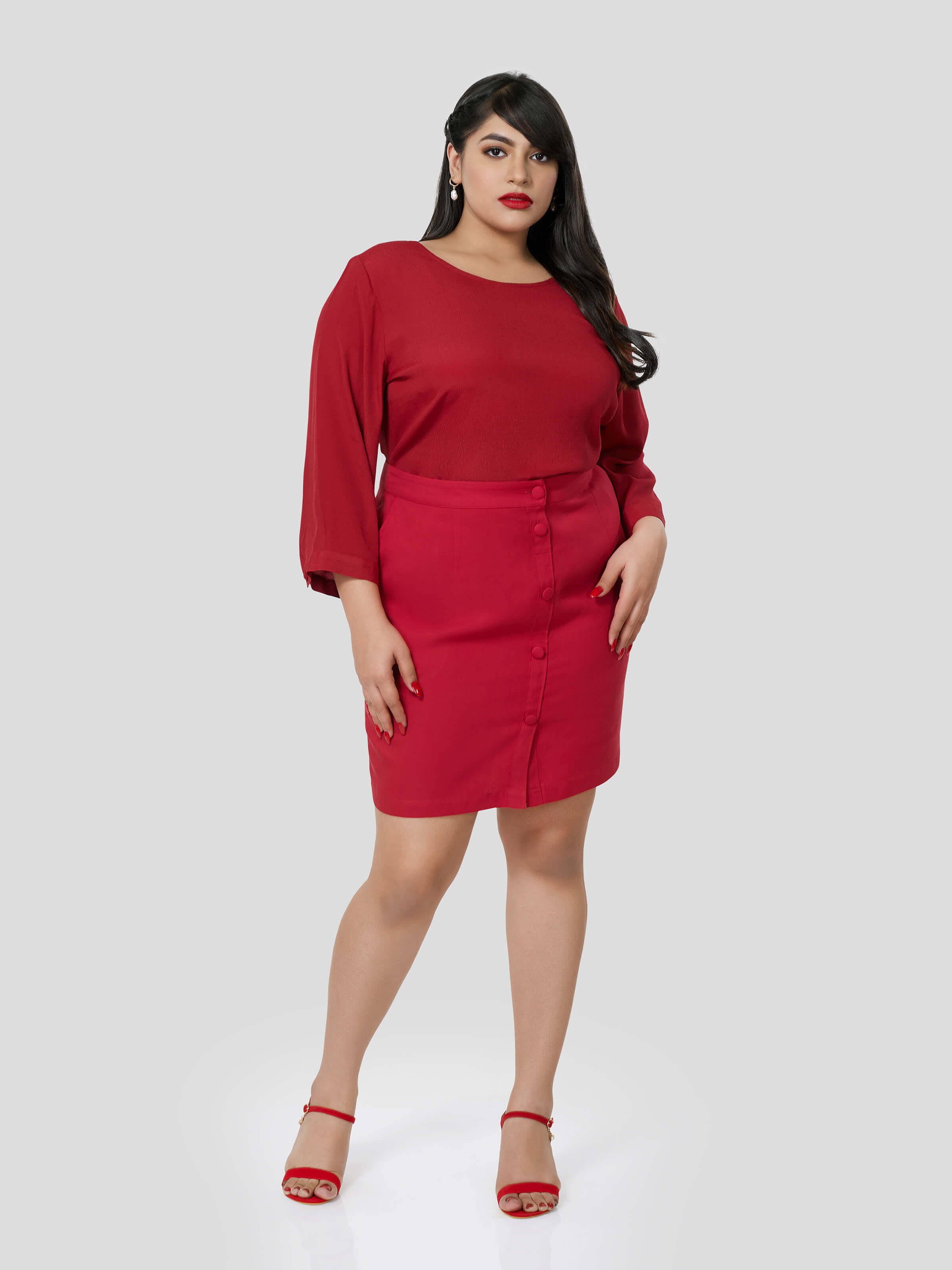 Red Top with Fitted Skirt - STOMBIL TRADE 