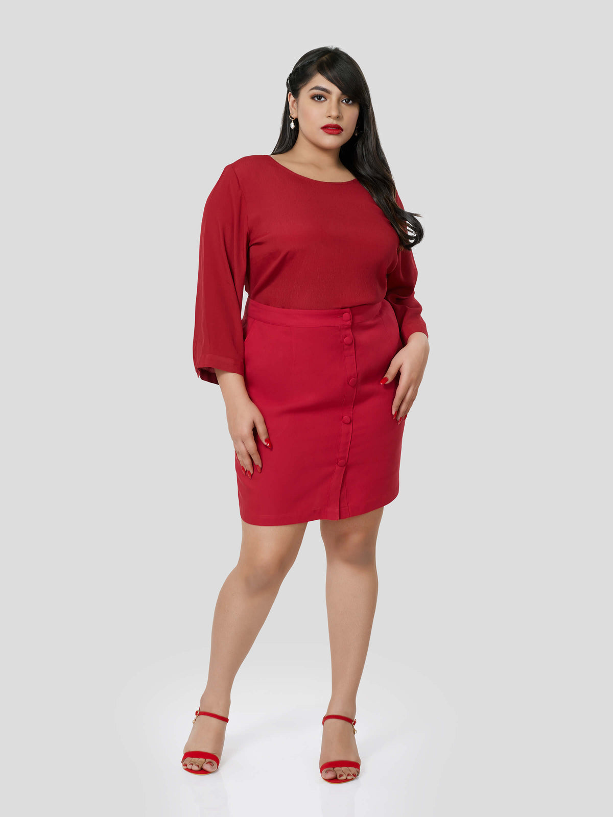 Red Top with Fitted Skirt - STOMBIL TRADE 