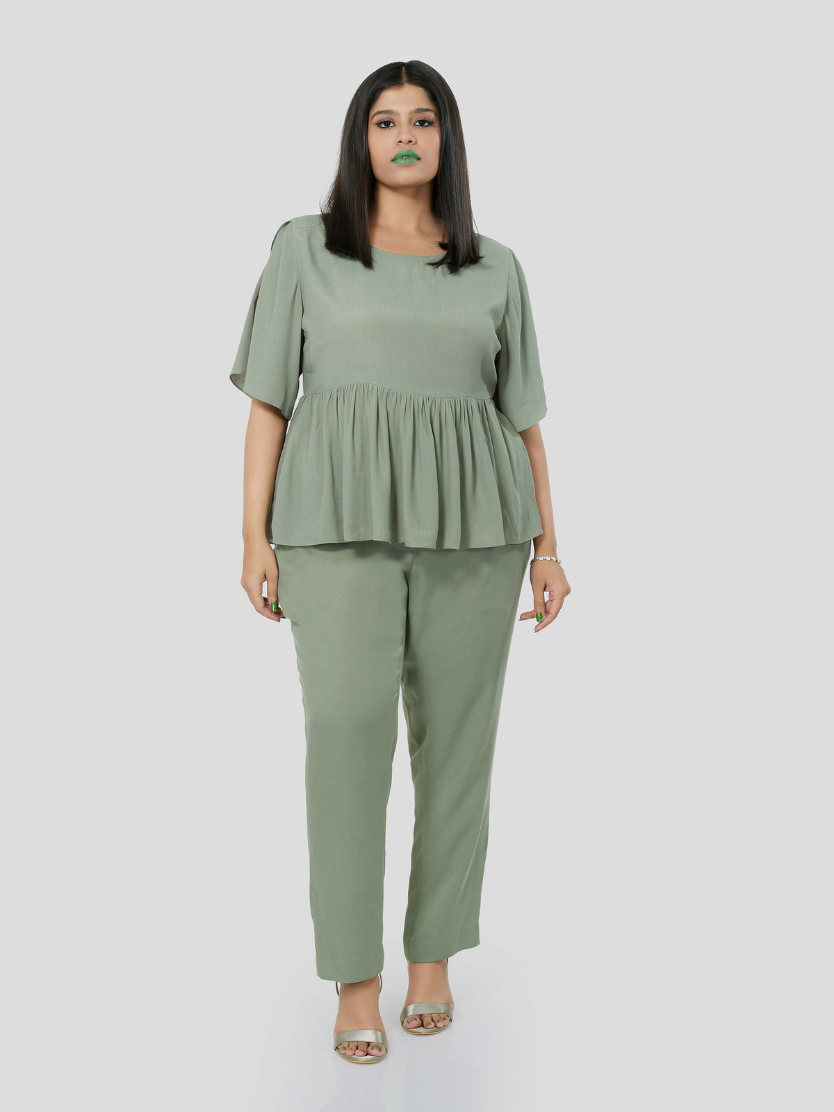 Green Flared Top with Narrow Pants - STOMBIL TRADE 
