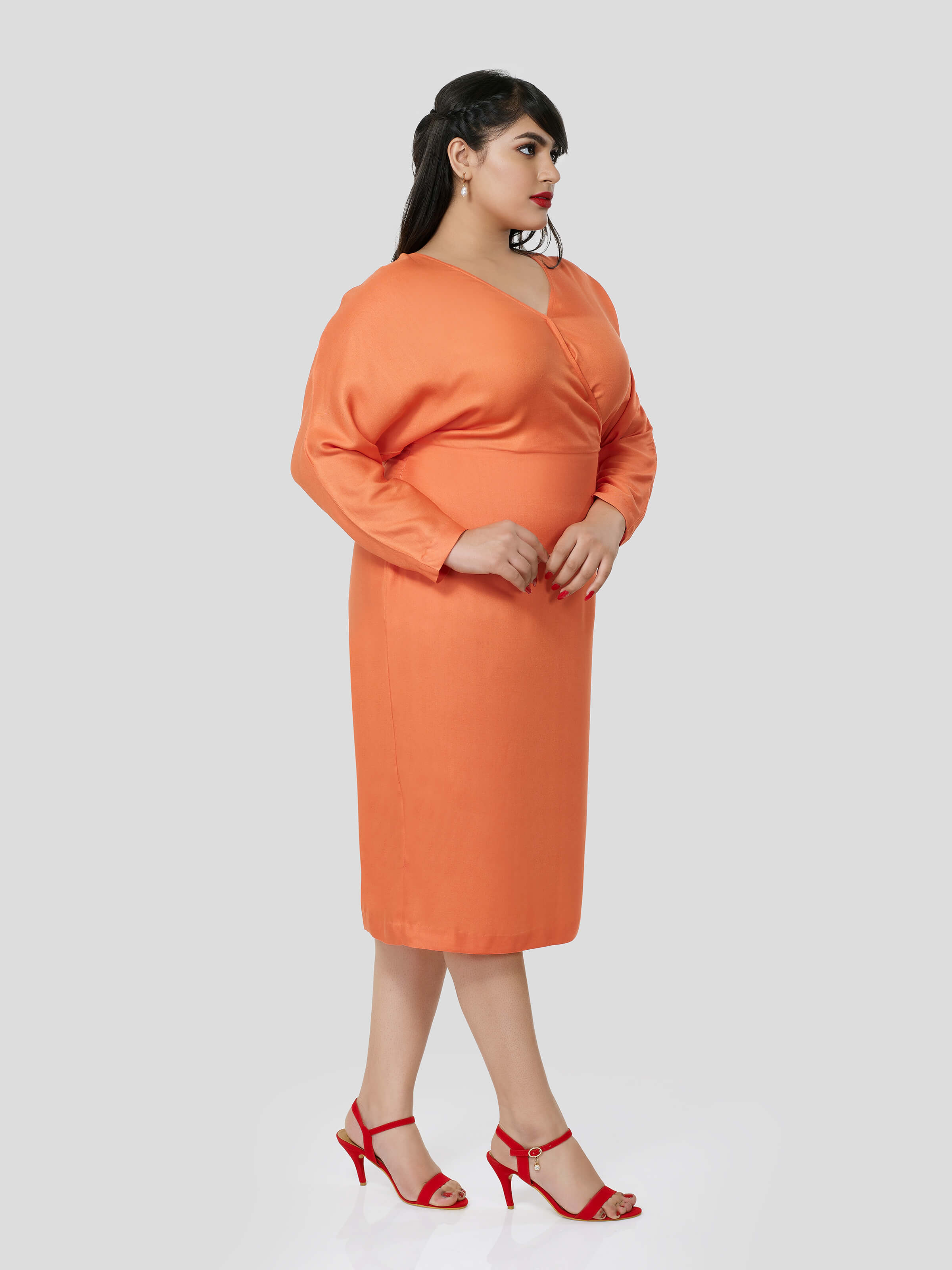 Swanky Optimism of Dolman Sleeve Dress - Zest Mélange 