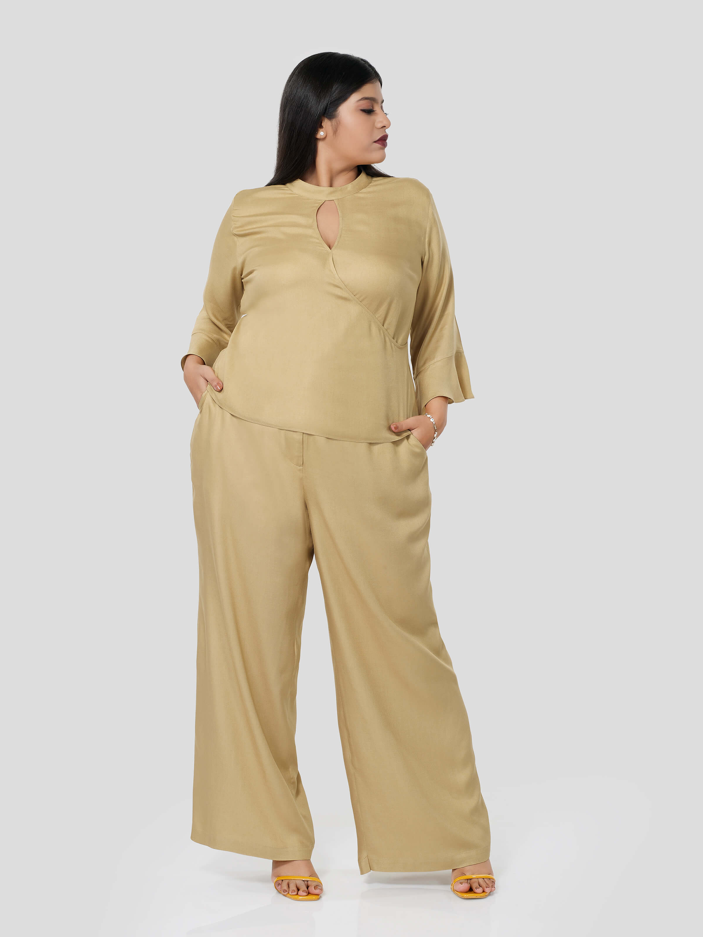 Ravishing Wrap Around Top with Flared Pants - STOMBIL TRADE 