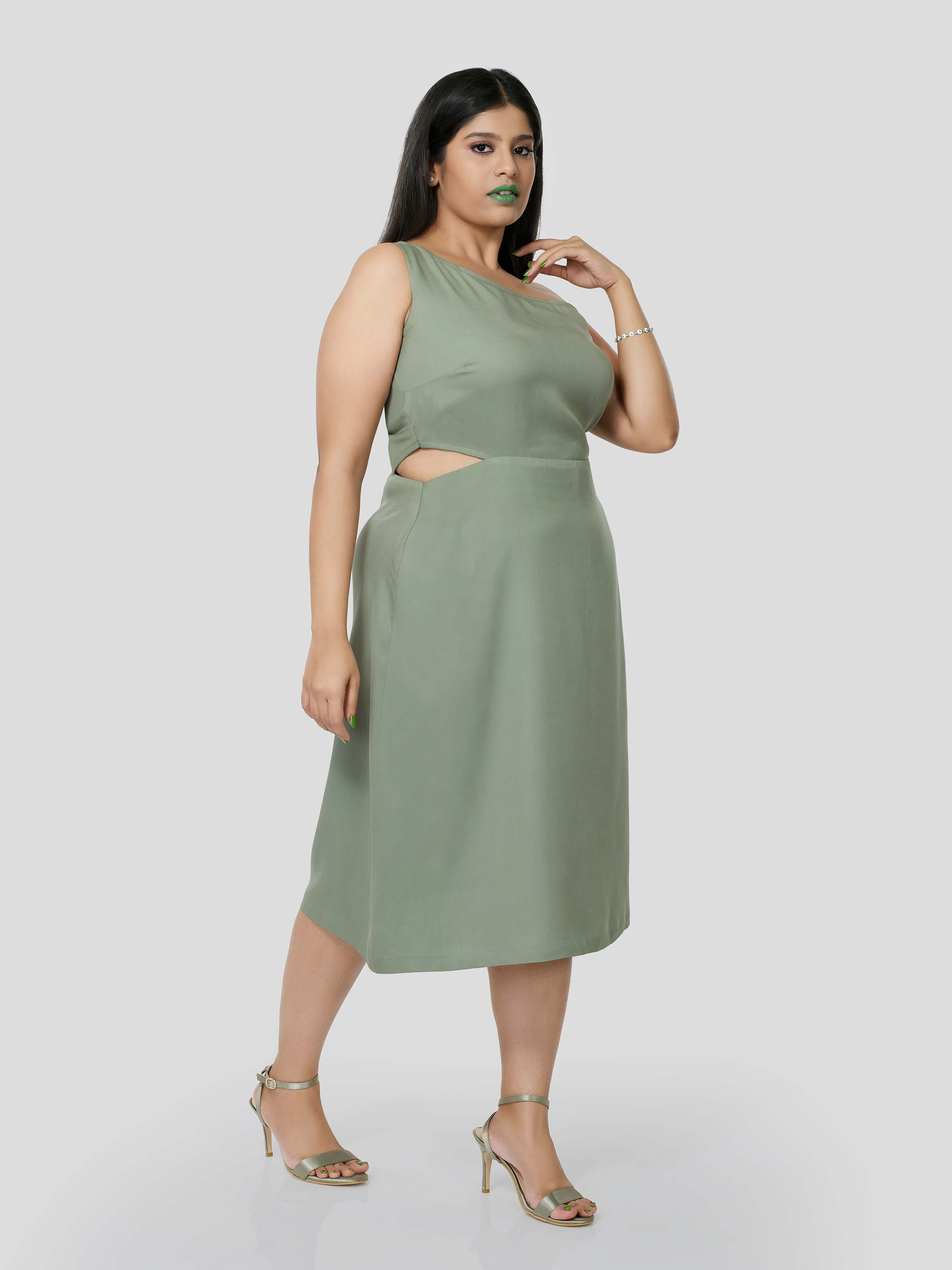 Hip Viridis One Shoulder Cavity Dress - STOMBIL TRADE 