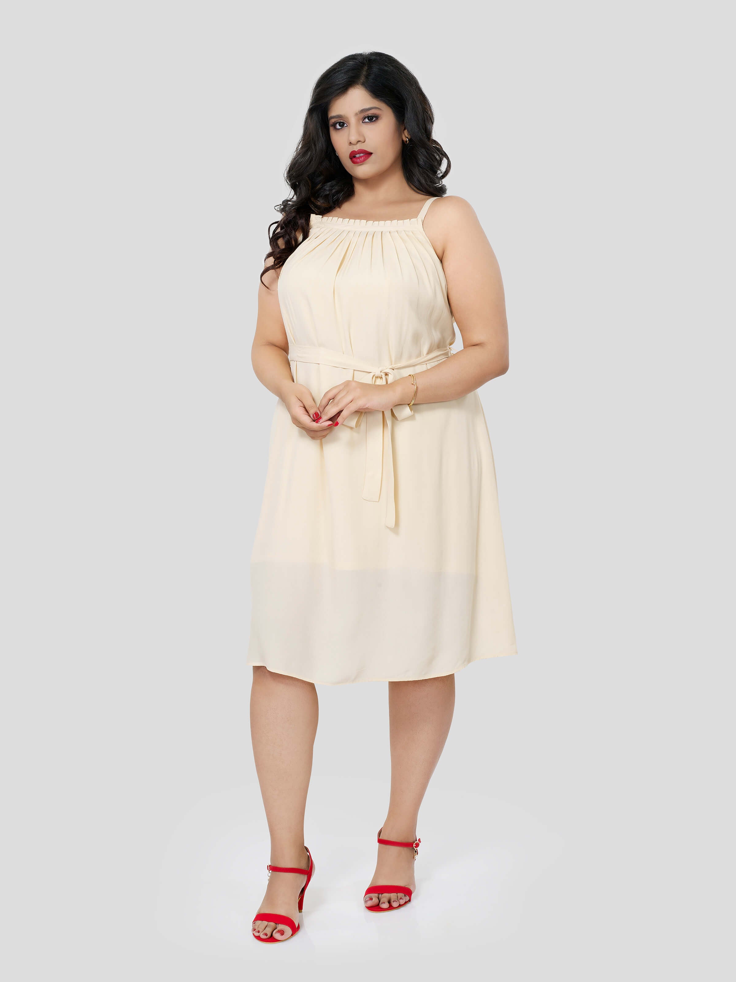 Soft Aggression look in Frill Front Dress - STOMBIL TRADE 