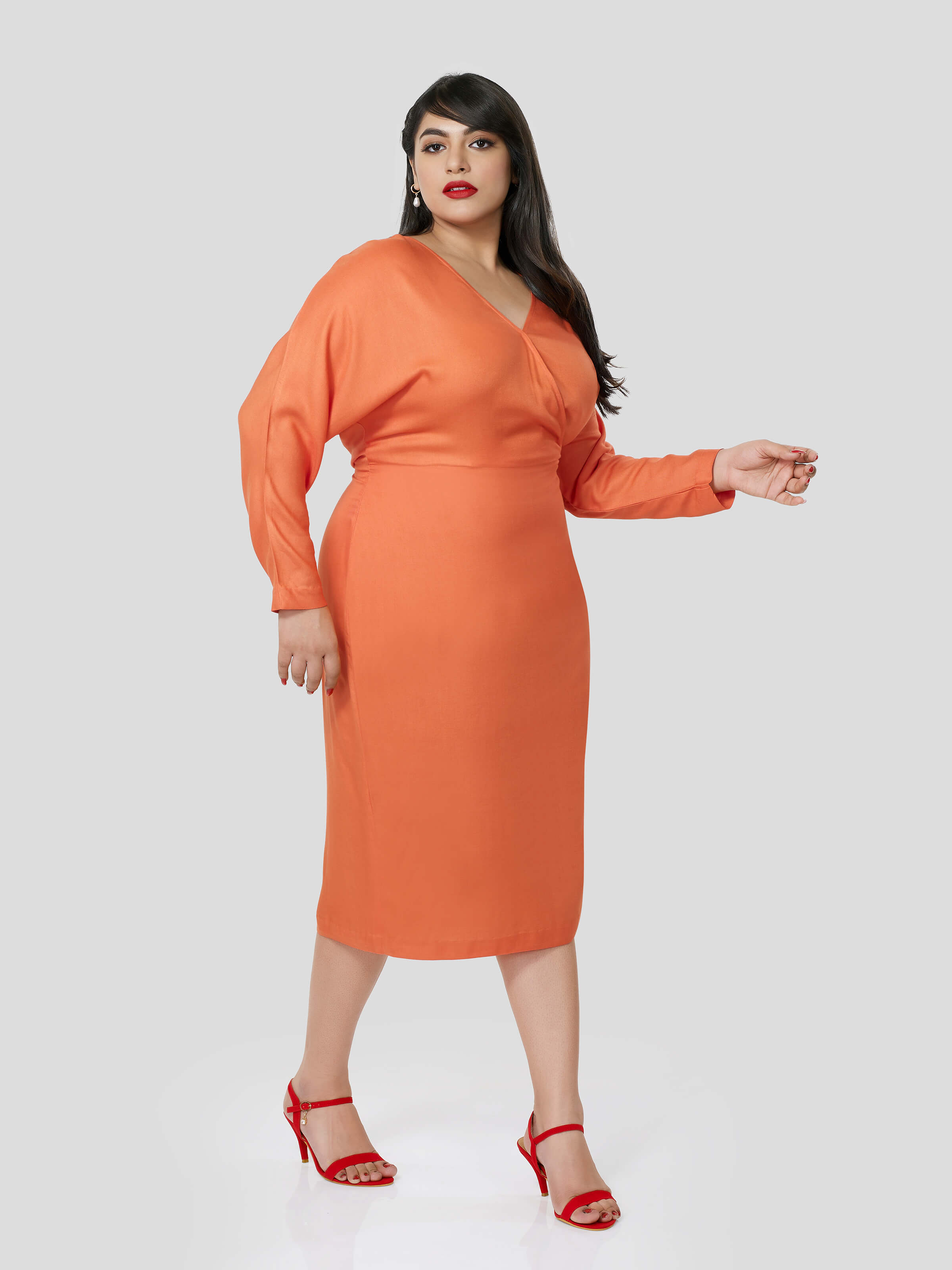 Swanky Optimism of Dolman Sleeve Dress - Zest Mélange 