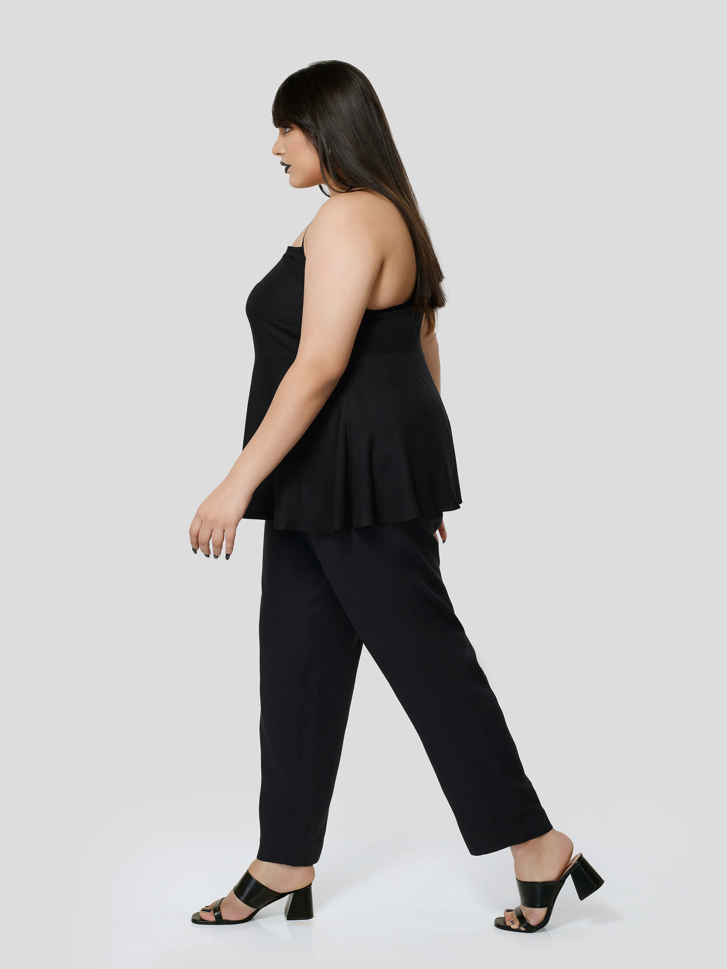 Black Halter Neck Top with Narrow Pants - STOMBIL TRADE 