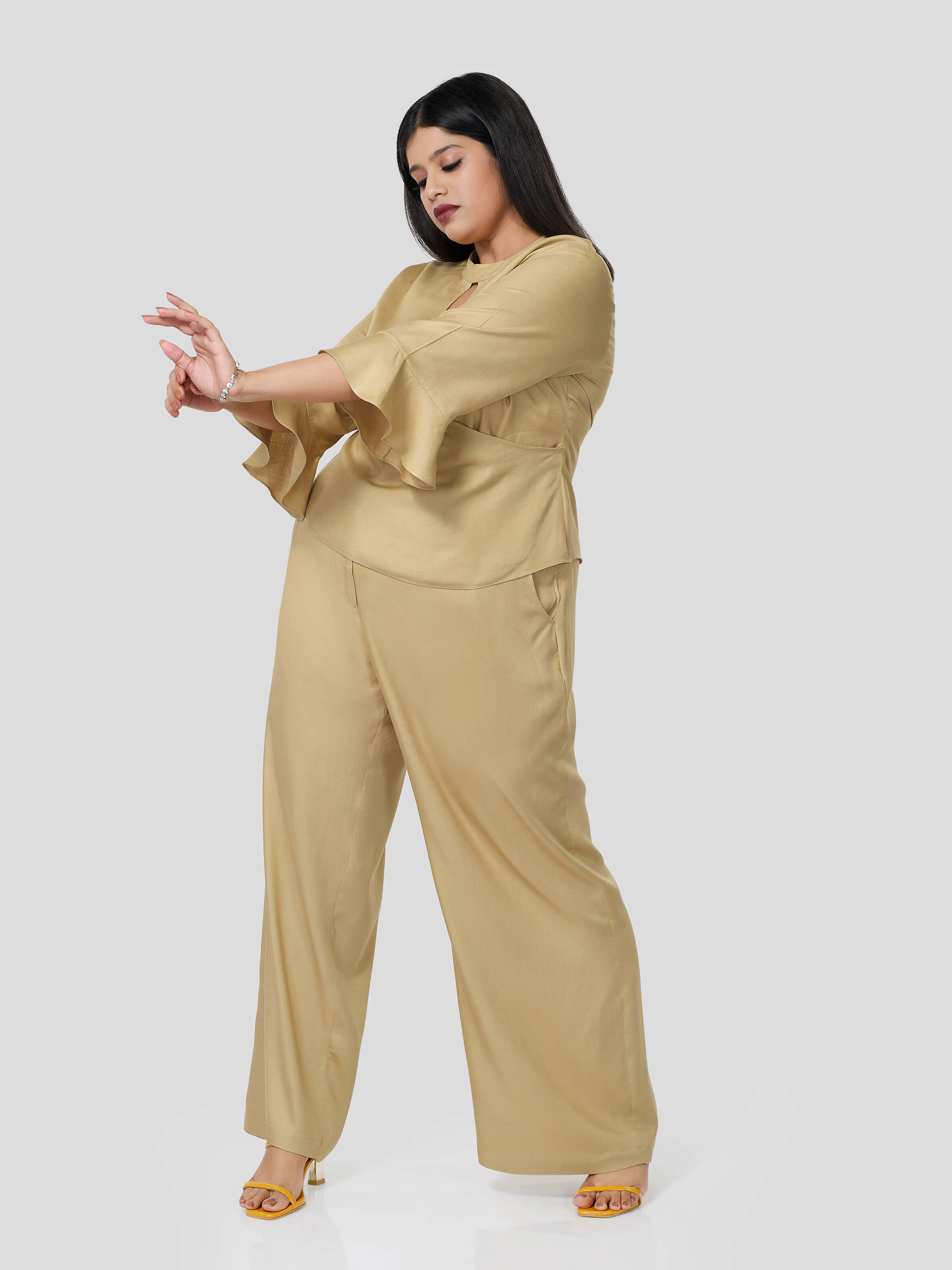 Ravishing Wrap Around Top with Flared Pants - STOMBIL TRADE 