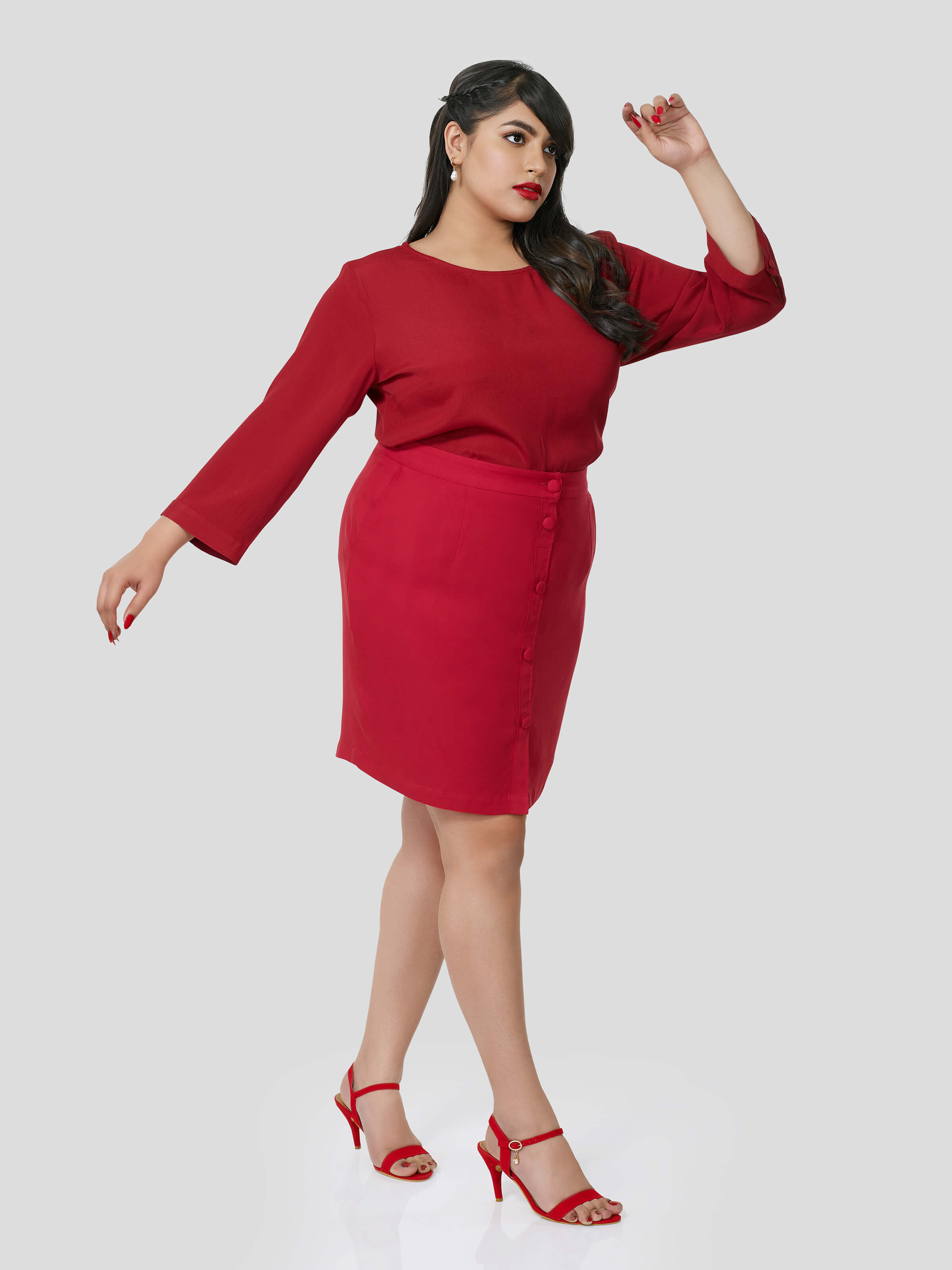 Red Top with Fitted Skirt - STOMBIL TRADE 