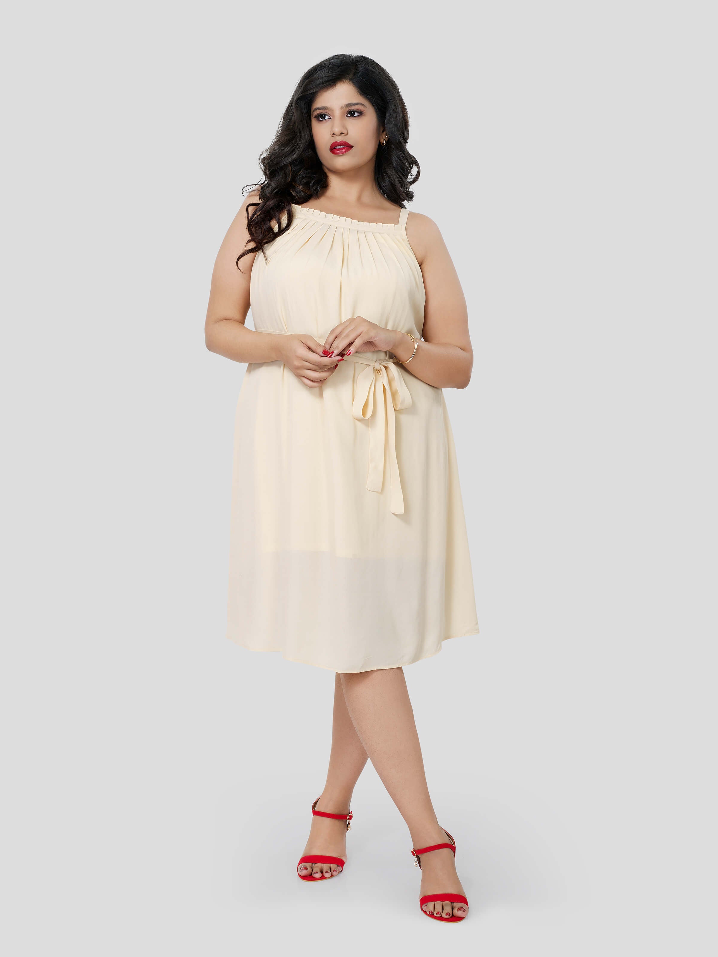 Soft Aggression look in Frill Front Dress - STOMBIL TRADE 