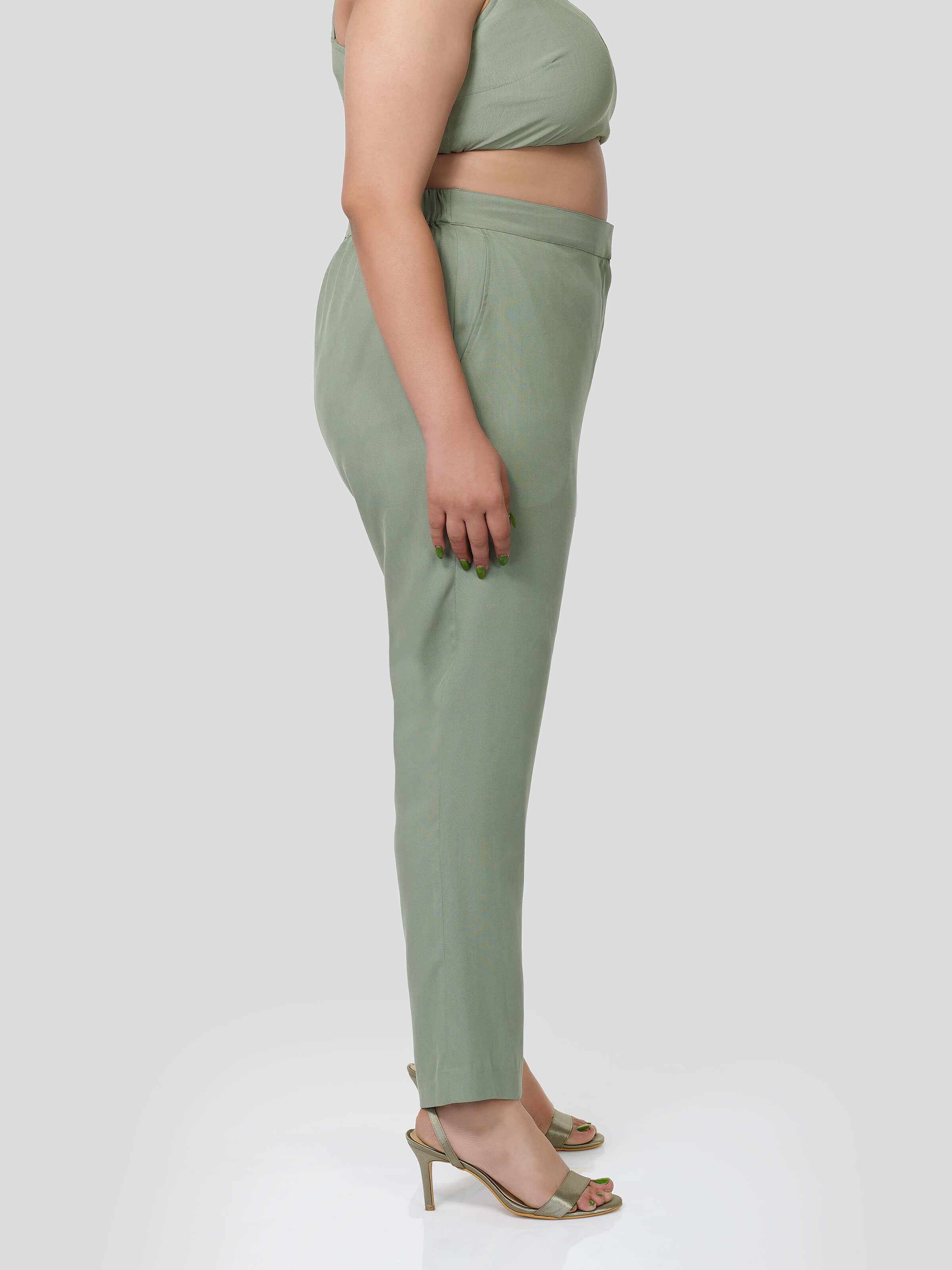 Green Crop Top with Narrow Pants - STOMBIL TRADE 