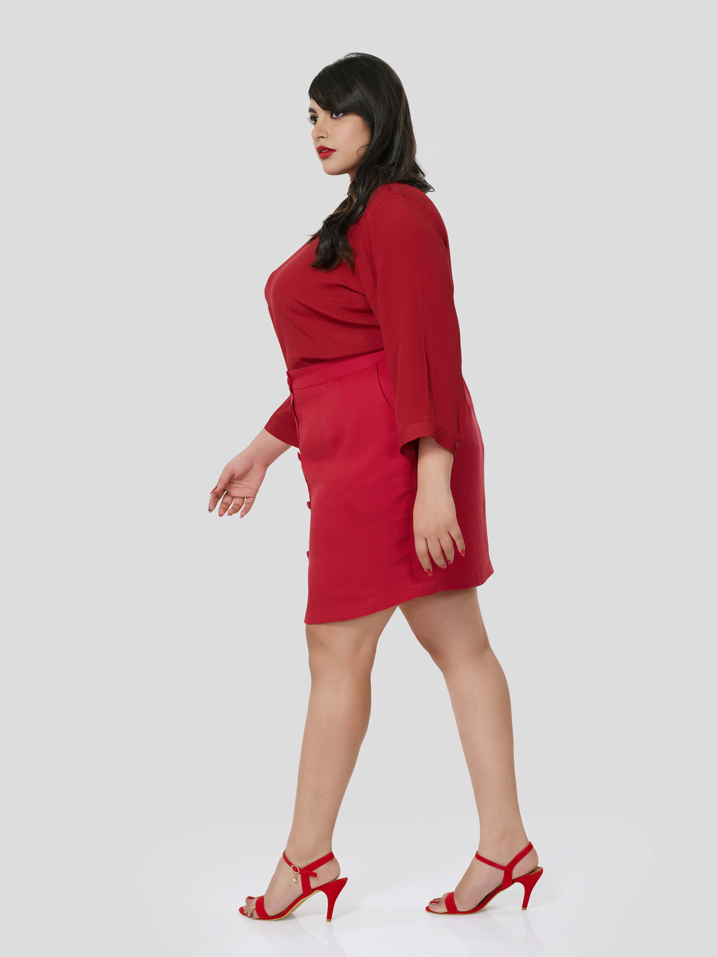 Red Top with Fitted Skirt - STOMBIL TRADE 