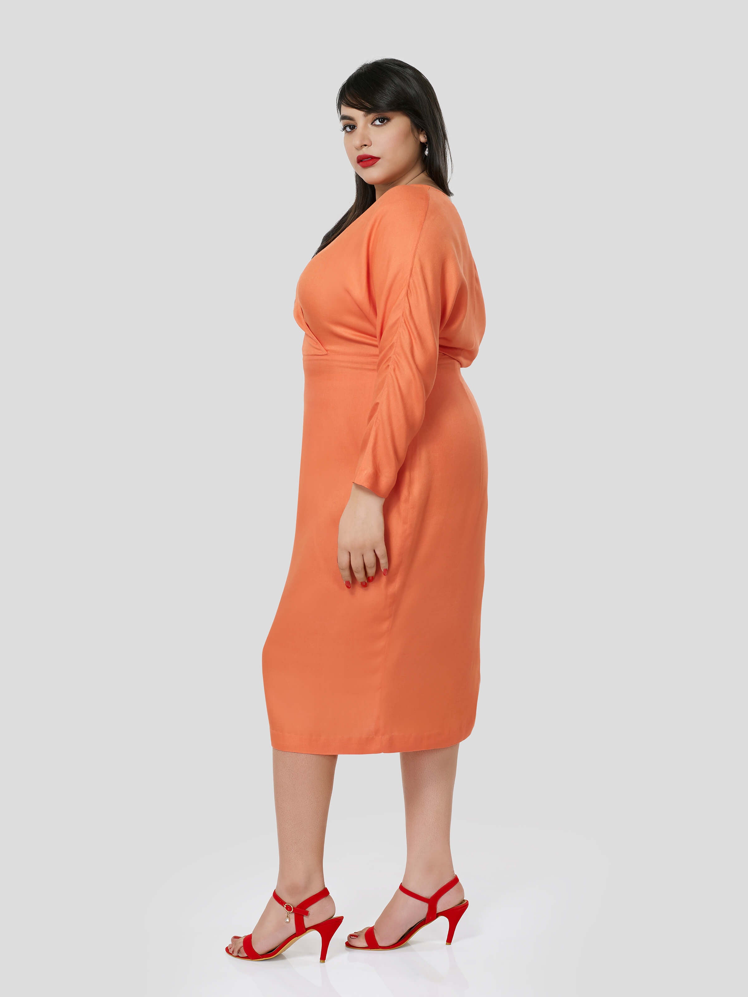 Swanky Optimism of Dolman Sleeve Dress - Zest Mélange 