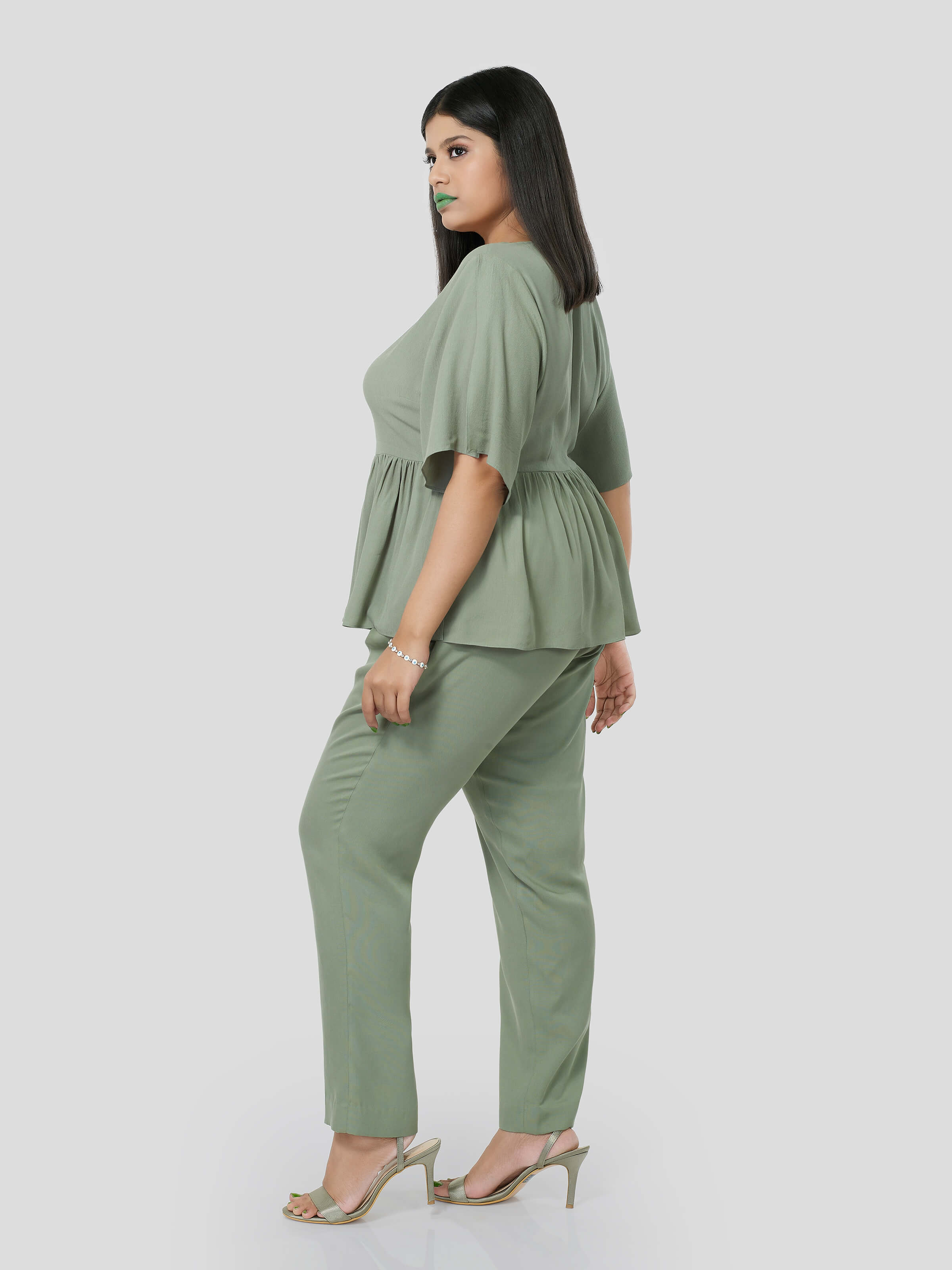 Green Flared Top with Narrow Pants - STOMBIL TRADE 