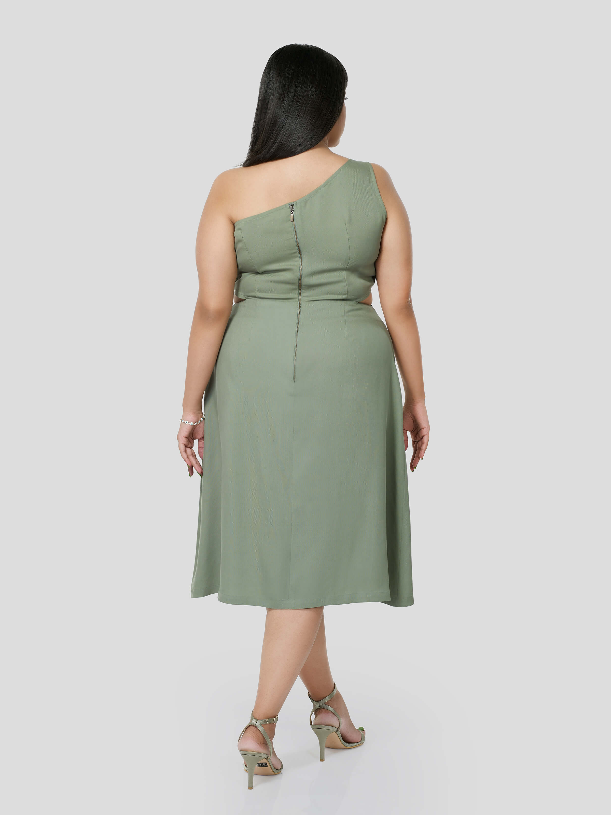 Hip Viridis One Shoulder Cavity Dress - STOMBIL TRADE 