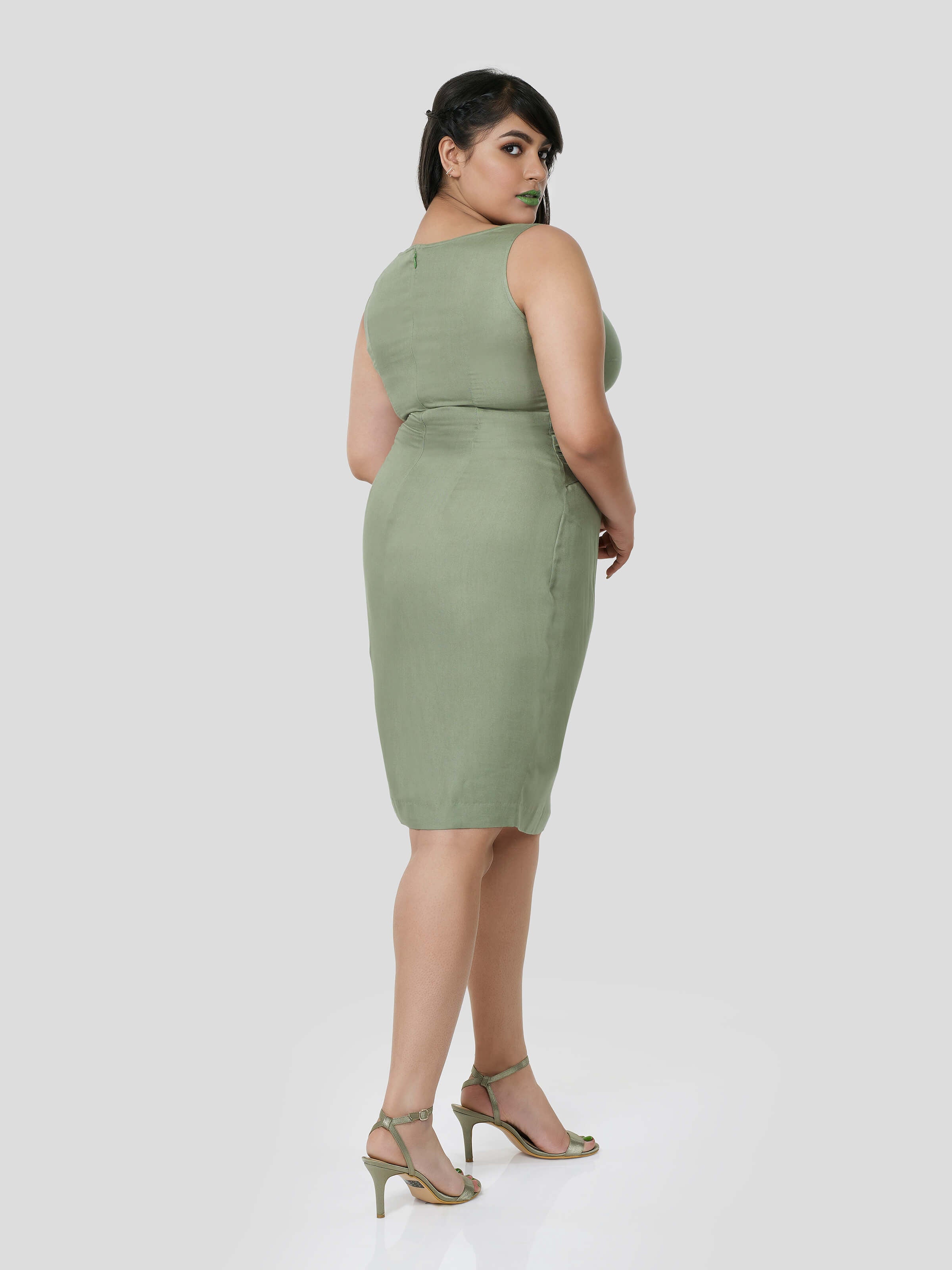 Dashing Dew of Gathered Belt Dress - Zest Mélange 