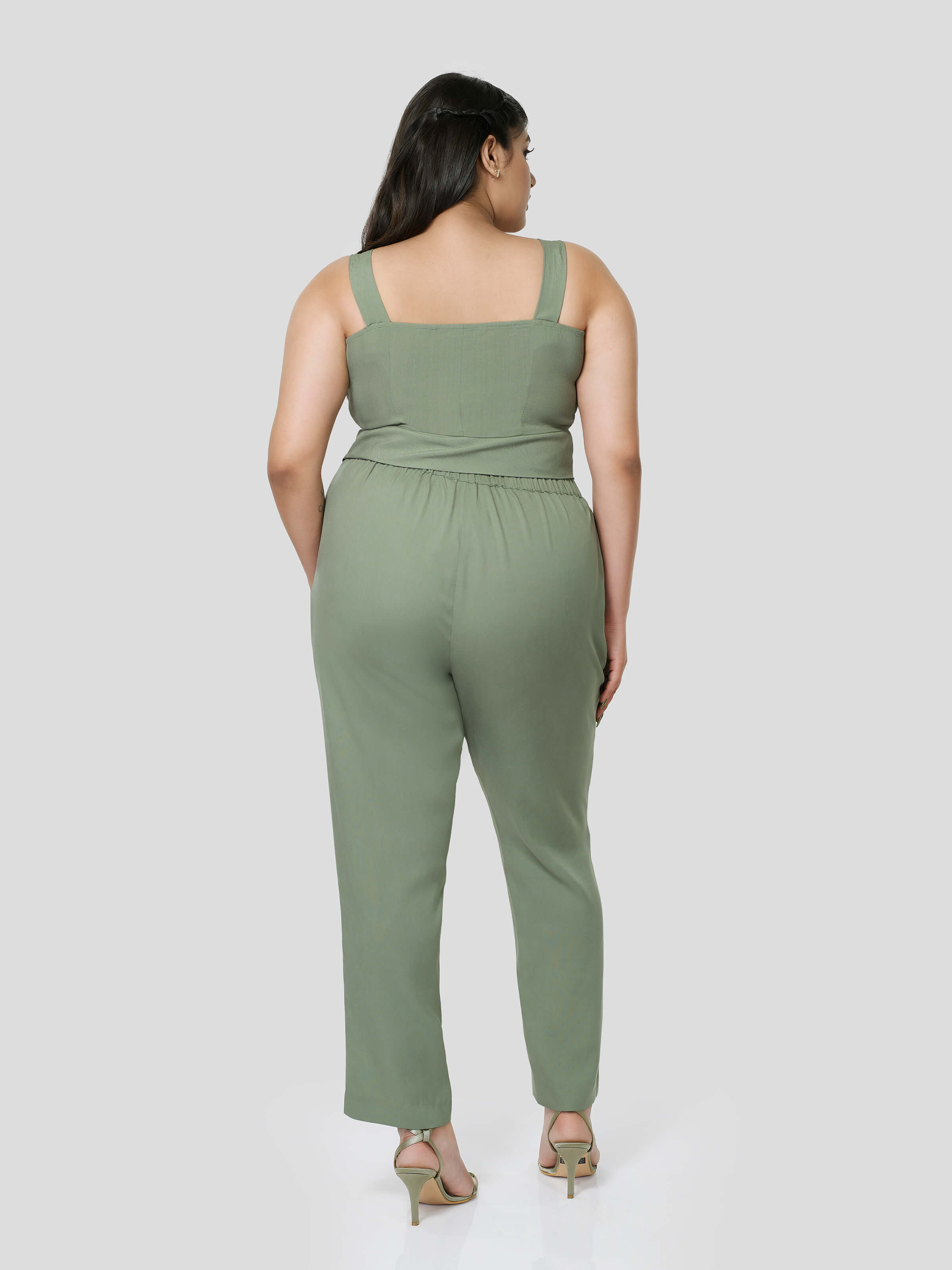 Green Crop Top with Narrow Pants - STOMBIL TRADE 
