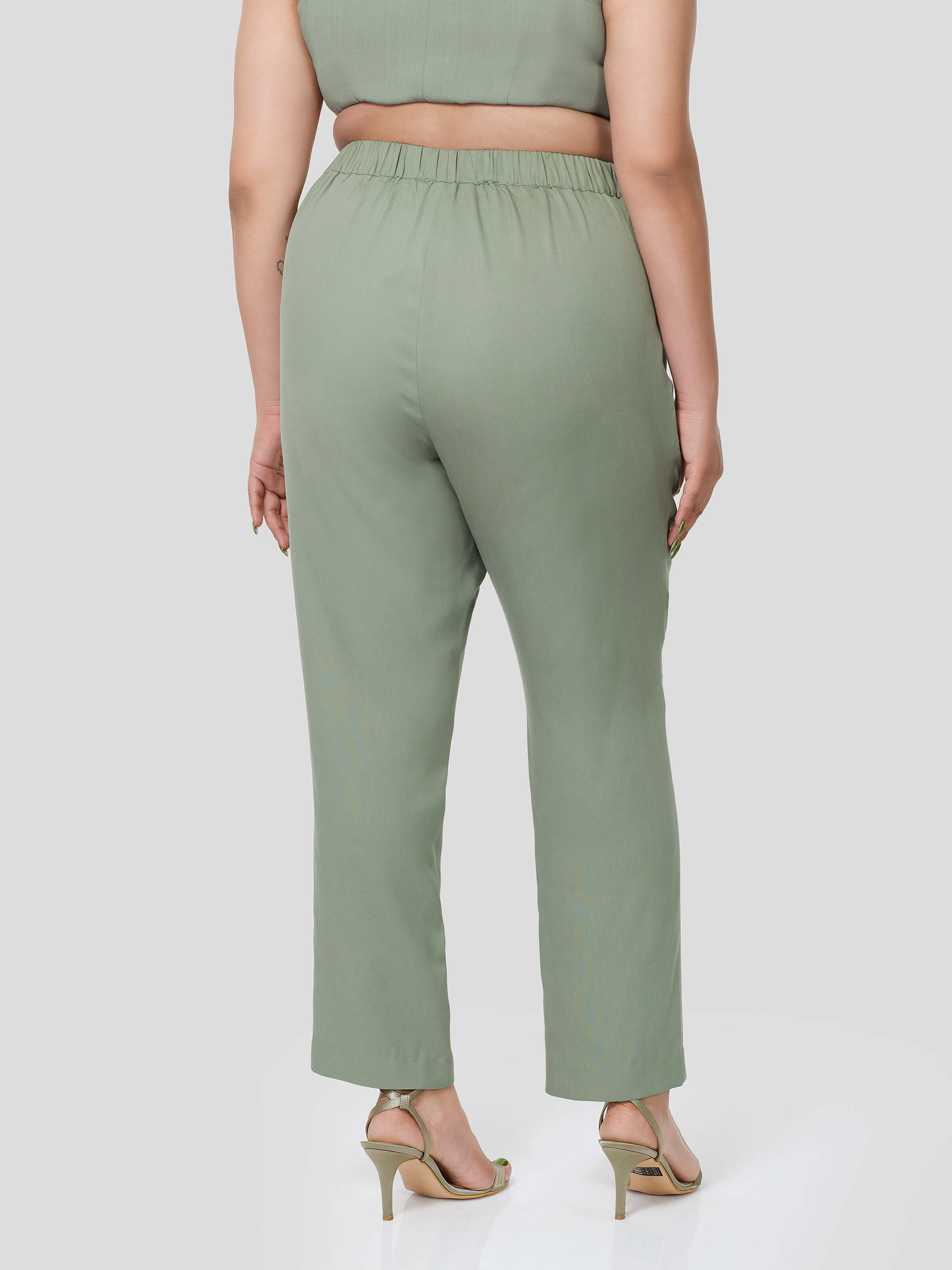 Green Crop Top with Narrow Pants - STOMBIL TRADE 
