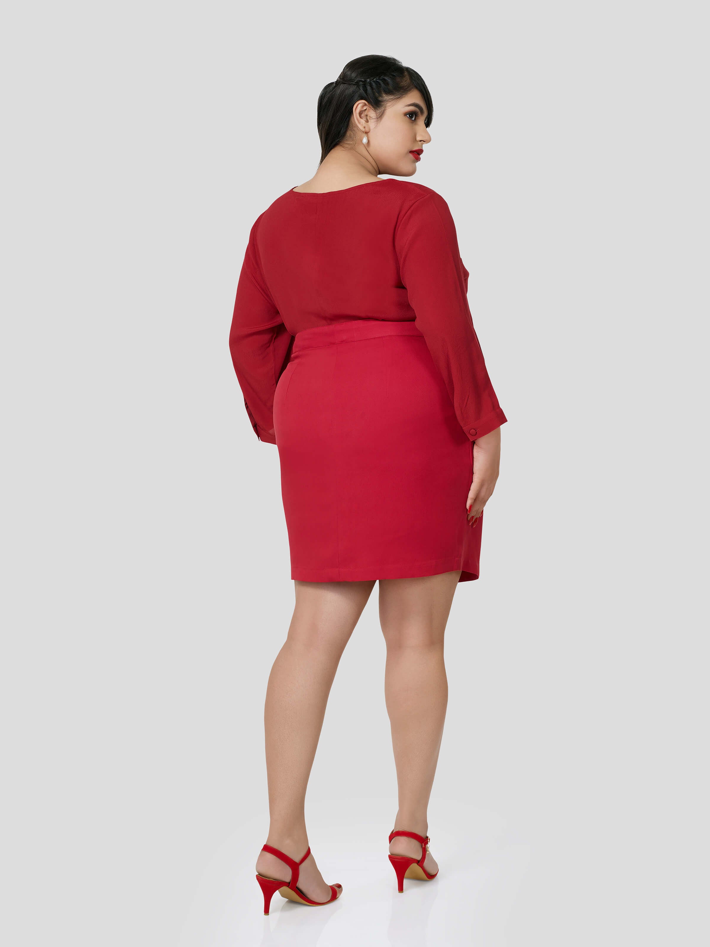 Red Top with Fitted Skirt - STOMBIL TRADE 
