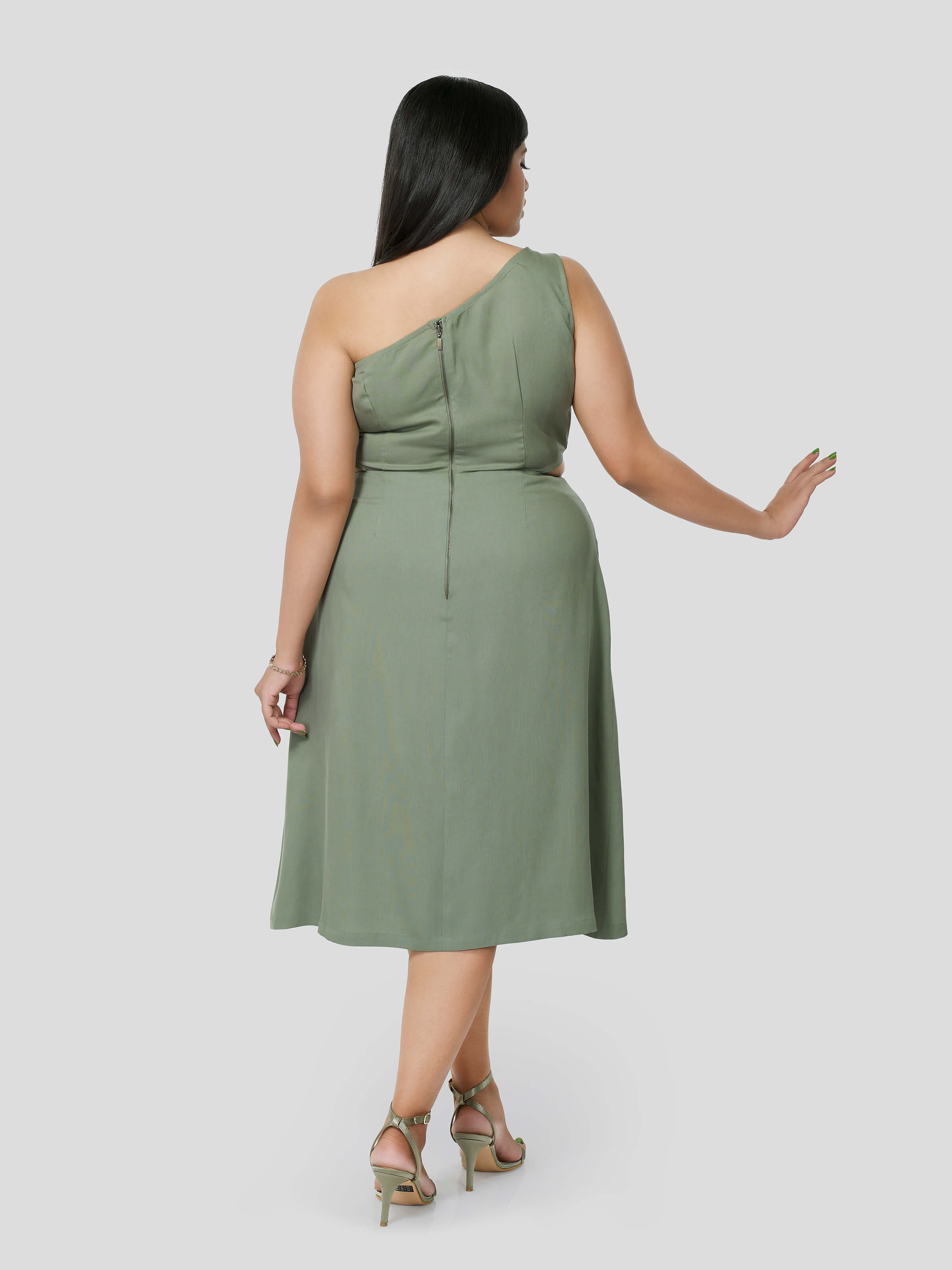 Hip Viridis One Shoulder Cavity Dress - STOMBIL TRADE 