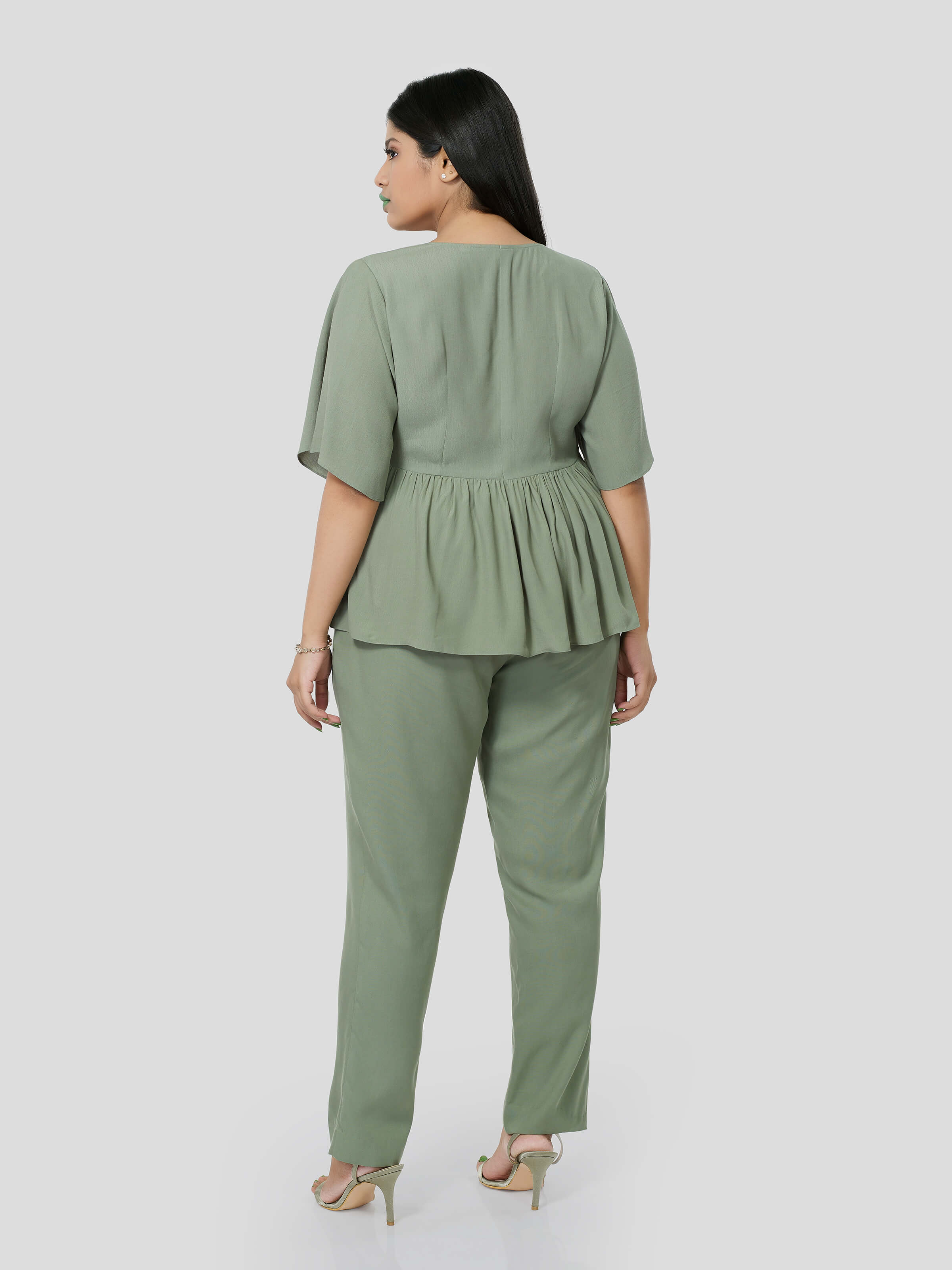 Green Flared Top with Narrow Pants - STOMBIL TRADE 