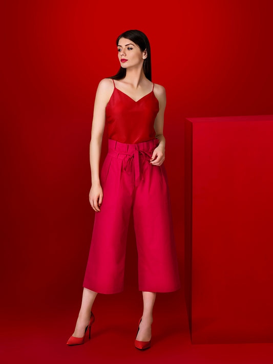 Serene Sporty Paper Bag Waist Culottes - STOMBIL TRADE INDIA PRIVATE LIMITED 