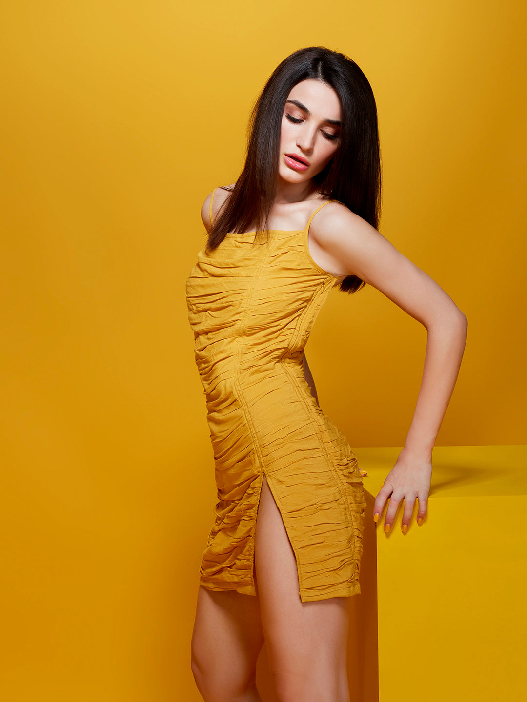 Rouched & Gathered Ripple Dress - STOMBIL TRADE 