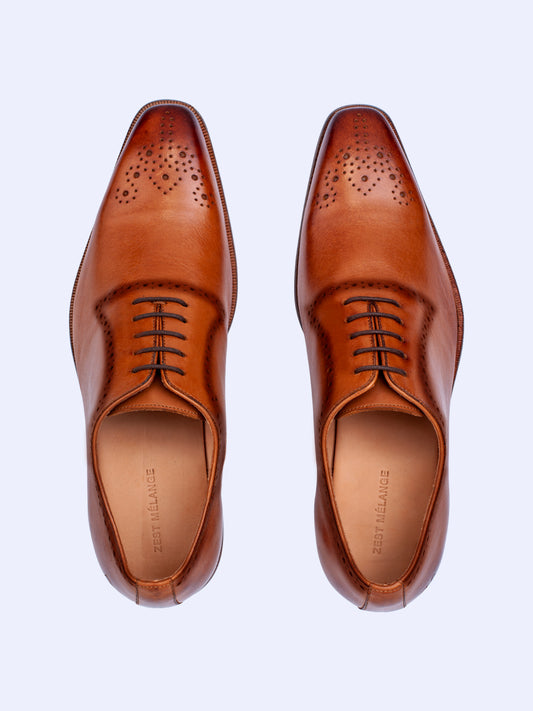 Oxford Lace Up Shoes With Brogues - STOMBIL TRADE 